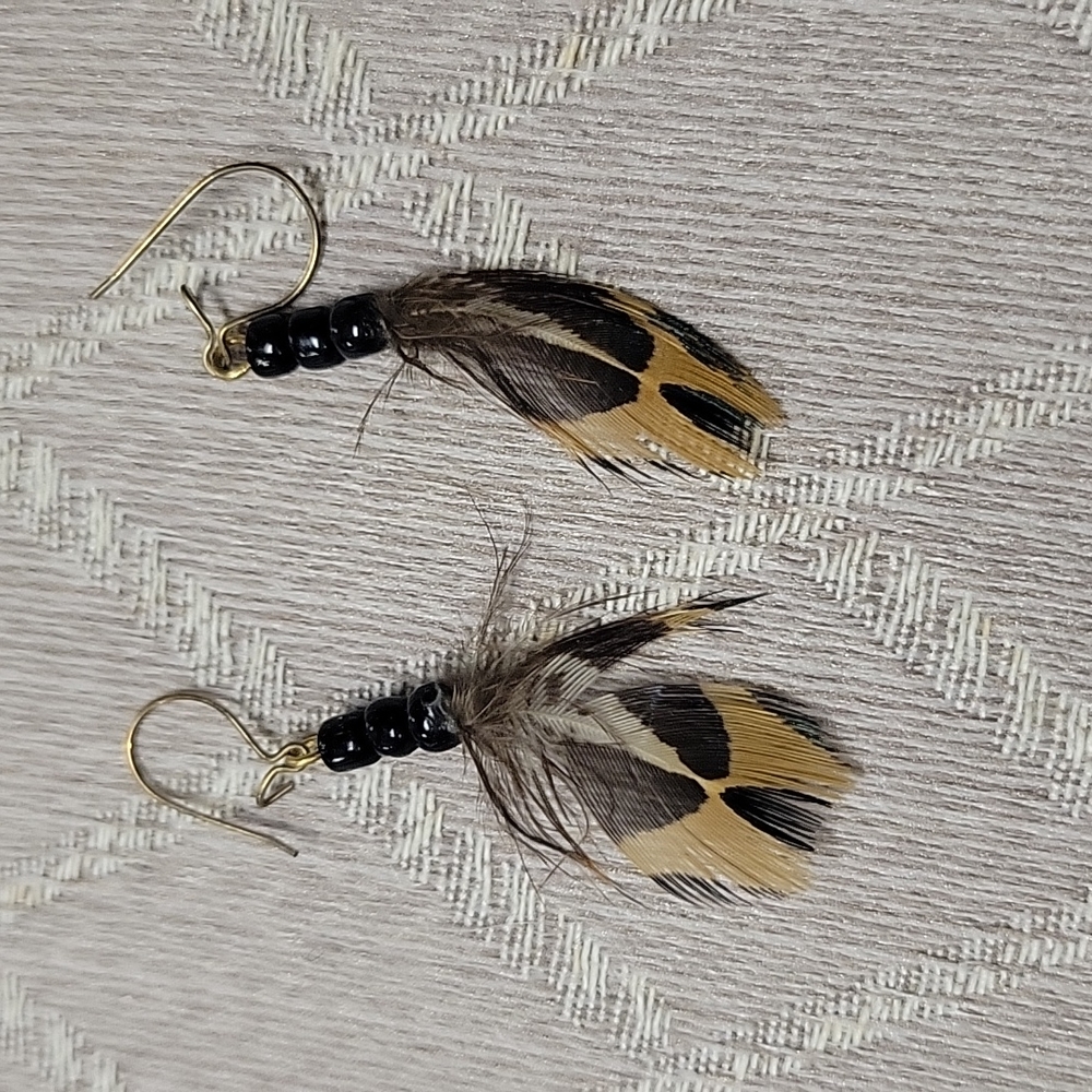Black feather earrings
